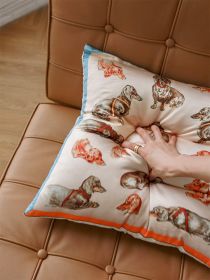 Creative Printed Silk Feeling Puppy Pillow Sofa Cushion (Option: Hall Dog)